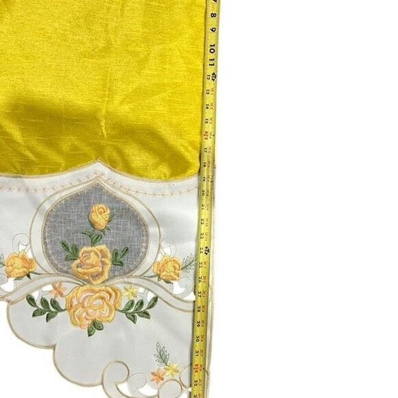 Yellow Rose Melody 3 pc Kitchen Cafe Curtain Set Swag Tier Set Embroidery GOHD - Picture 11 of 13